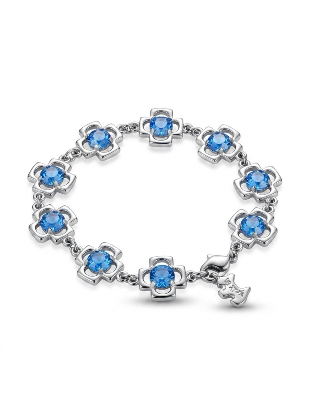 Agatha Paris Vintage Blue Crystal Flower Link Bracelet